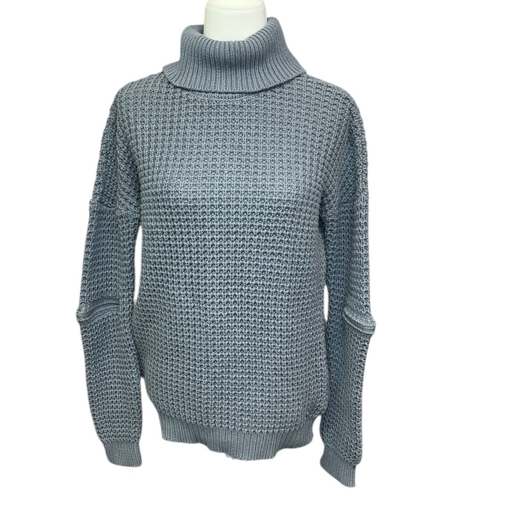 Guess Chunky Turtleneck Zipper Sleeves Sweater
